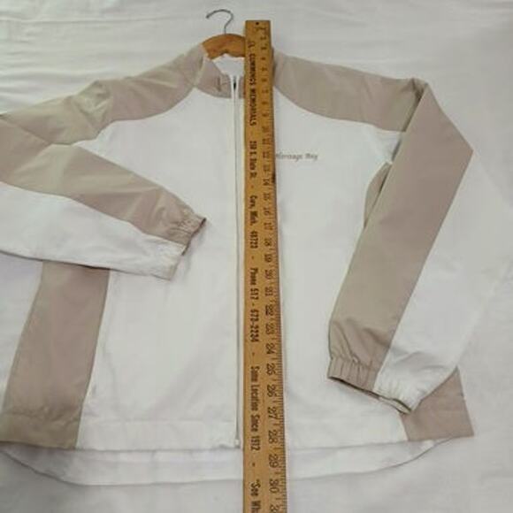 FOOT JOY Med Women's Long-Sleeved Golf Jacket Full-Zip White/tan (see pics-spot) - Picture 9 of 12